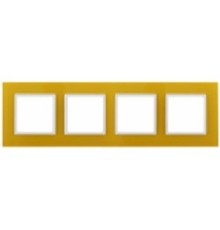 Эра Б0034530 14-5104-21 Рамка на 4 поста, стекло, Эра Elegance, жёлтый+бел