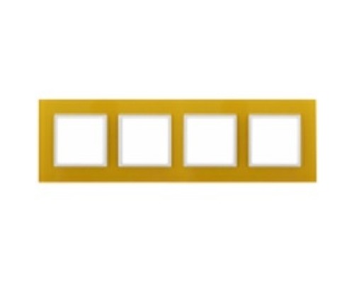[ЭРА Розетки, выключатели] Эра Б0034530 14-5104-21 Рамка на 4 поста, стекло, Эра Elegance, жёлтый+бел