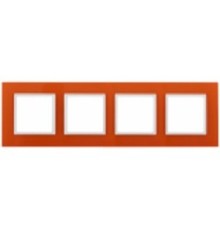 Эра Б0034531 14-5104-22 Рамка на 4 поста, стекло, Эра Elegance, оранжевый+бел