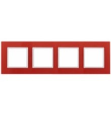 Эра Б0034532 14-5104-23 Рамка на 4 поста, стекло, Эра Elegance, красный+бел