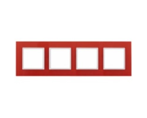 [ЭРА Розетки, выключатели] Эра Б0034532 14-5104-23 Рамка на 4 поста, стекло, Эра Elegance, красный+бел