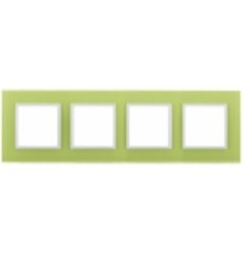 Эра Б0034534 14-5104-26 Рамка на 4 поста, стекло, Эра Elegance, лайм+бел