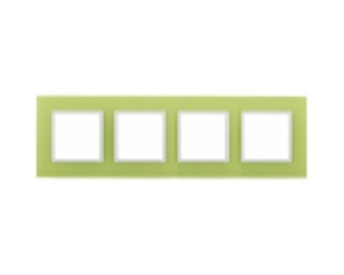 [ЭРА Розетки, выключатели] Эра Б0034534 14-5104-26 Рамка на 4 поста, стекло, Эра Elegance, лайм+бел