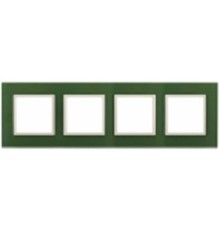 Эра Б0034535 14-5104-27  Рамка на 4 поста, стекло, Эра Elegance, зелёный+сл.кость
