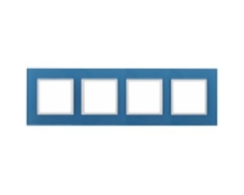 [ЭРА Розетки, выключатели] Эра Б0034536 14-5104-28 Рамка на 4 поста, стекло, Эра Elegance, голубой+бел