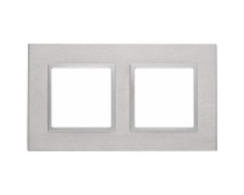 [ЭРА Розетки, выключатели] Эра Б0034547 14-5202-03 Рамка на 2 поста, металл, Эра Elegance, алюминий+алюм