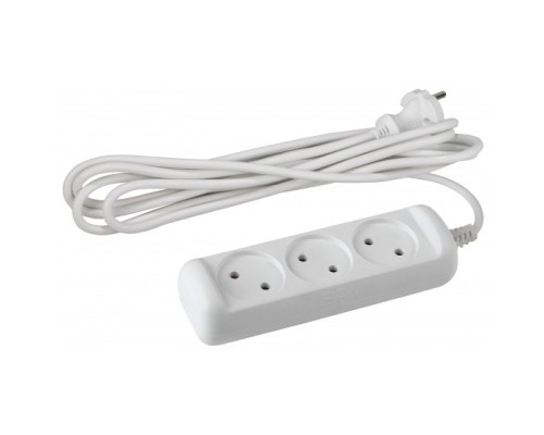 [ЭРА Удлинители бытовые, Сетевые фильтры] ЭРА Б0038567 Удлинитель UX(6)-3-1,5m без заземл., 2х0.75мм2, ПВС, 3гн, 1,5м