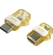 SanDisk USB Drive 64GB SDDD3-064G, Ultra Dual Drive, White-Gold, Retail, 4x6 Insert