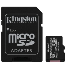 Micro SecureDigital 512Gb Kingston Class 10 UHS-I U3 Canvas Select Plus (SD адаптер) 100MB/s SDCS2/512GB