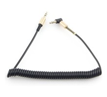 Кабель аудио (угловой) спиральный Cablexpert CCAB-02-35MMLC-1.8MB. 3.5 джек (M)/3.5 джек (M), черный, 1.8м, блистер