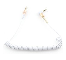 Кабель аудио (угловой) спиральный Cablexpert CCAB-02-35MMLC-1.8MW. 3.5 джек (M)/3.5 джек (M), белый, 1.8м, блистер