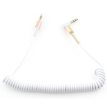 Кабель аудио (угловой) спиральный Cablexpert CCAB-02-35MMLC-1.8MW. 3.5 джек (M)/3.5 джек (M), белый, 1.8м, блистер