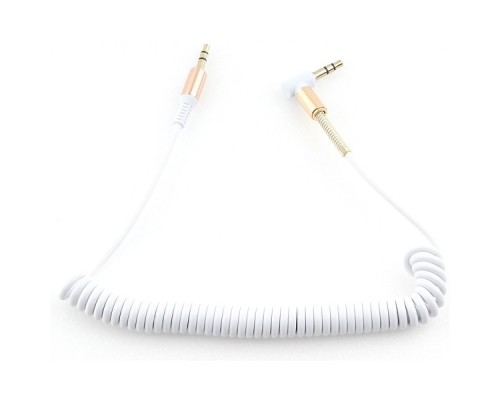 [кабели] Кабель аудио (угловой) спиральный Cablexpert CCAB-02-35MMLC-1.8MW. 3.5 джек (M)/3.5 джек (M), белый, 1.8м, блистер