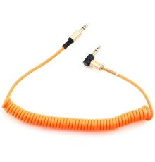 Кабель аудио (угловой) спиральный Cablexpert CCAB-02-35MMLC-1.8MO. 3.5 джек (M)/3.5 джек (M), оранжевый, 1.8м, блистер
