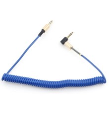 Кабель аудио (угловой) спиральный Cablexpert CCAB-02-35MMLC-1.8MU. 3.5 джек (M)/3.5 джек (M), синий, 1.8м, блистер