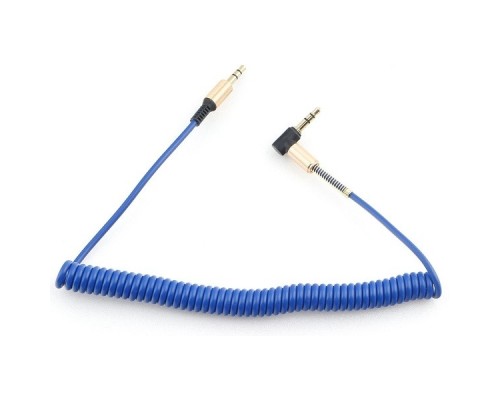 [кабели] Кабель аудио (угловой) спиральный Cablexpert CCAB-02-35MMLC-1.8MU. 3.5 джек (M)/3.5 джек (M), синий, 1.8м, блистер