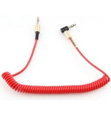 Кабель аудио (угловой) спиральный Cablexpert CCAB-02-35MMLC-1.8MR. 3.5 джек (M)/3.5 джек (M), красный, 1.8м, блистер
