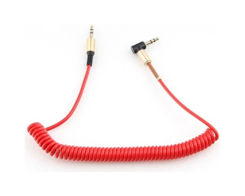 [кабели] Кабель аудио (угловой) спиральный Cablexpert CCAB-02-35MMLC-1.8MR. 3.5 джек (M)/3.5 джек (M), красный, 1.8м, блистер