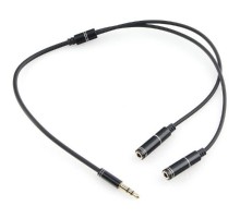 Кабель аудио разветвитель Cablexpert CCAB-02-35MY-0.2MB. 3.5 джек (M)/2х 3.5 джек (F), черный, 0.2м, блистер
