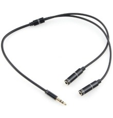 Кабель аудио разветвитель Cablexpert CCAB-02-35MY-0.2MB. 3.5 джек (M)/2х 3.5 джек (F), черный, 0.2м, блистер