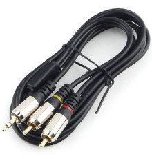 Кабель аудио Cablexpert CCAB-02-35M2RM-1.5MB. 3.5 джек(M)/2х RCA (M), черный, 1.5м, блистер