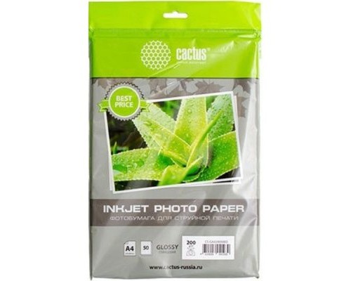 [Бумага] Cactus CS-GA418050ED Фотобумага глянцевая/A4/180г/м2/50л./белый для струйной печати