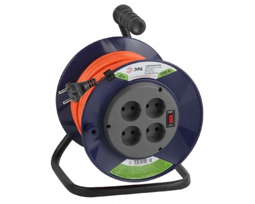 [Эра Силовые удлинители на рамке и на катушке] ЭРА Б0043051 Удлинитель силовой RPx-4s-2x1.0-40m на п. катушке б/з 4 гн 40м ПВС 2х1 