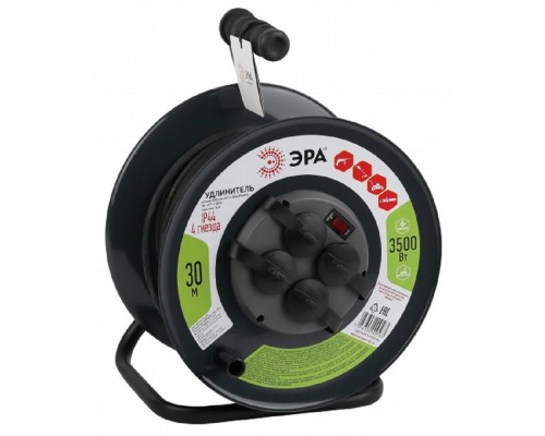 [Эра Силовые удлинители на рамке и на катушке] ЭРА Б0046844 Удлинитель силовой RMx-4es-3x1.5-30m-IP44(KG) на м. катушке c/з 4 гн 30м КГ 3х1.5