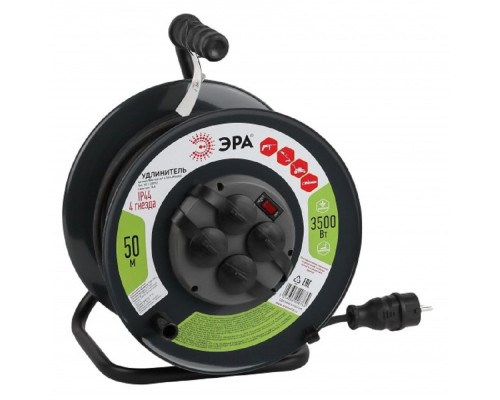 [Эра Силовые удлинители на рамке и на катушке] ЭРА Б0046804 Удлинитель силовой RMx-4es-3x1.5-50m-IP44(KG) на м. катушке c/з 4 гн 50м КГ 3х1.5