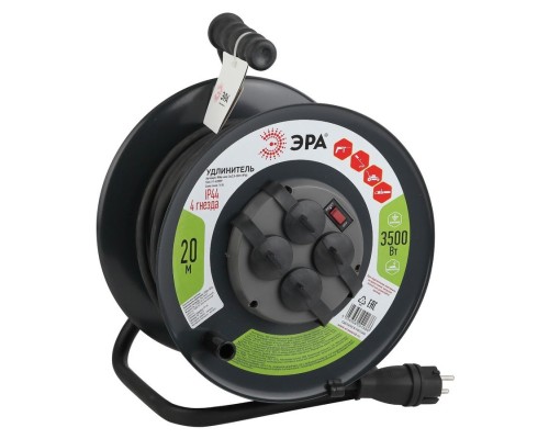[Эра Силовые удлинители на рамке и на катушке] ЭРА Б0043057 Удлинитель силовой RMx-4es-3x2.5-20m-IP44(KG) на м. катушке c/з 4 гн 20м КГ 3х2.5
