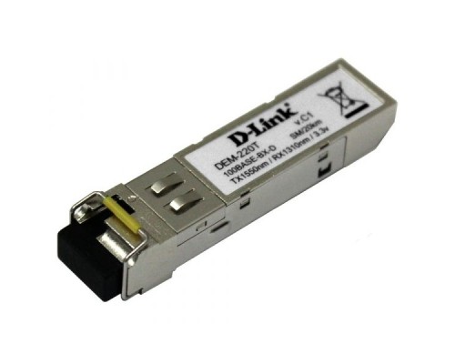 [Сетевое оборудование] D-Link 220T/20KM/A1A WDM SFP-трансивер с 1 портом 100Base-BX-D (Tx:1550 нм, Rx:1310 нм) для одномодового оптического кабеля (до 20 км)