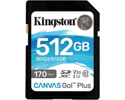 [Карта памяти ] SecureDigital 512Gb Kingston SDXC Class 10 UHS-I U3 V30 Canvas Go Plus 170MB/s SDG3/512GB