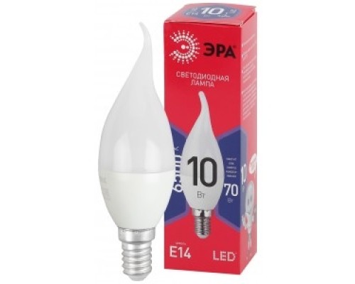 [ЭРА Светодиодные лампы] Эра Б0045343 LED BXS-10W-865-E14 R (диод, свеча на ветру, 10Вт, хол, E14) 