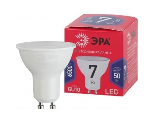 [ЭРА Светодиодные лампы] Эра Б0045350 Лампочка светодиодная RED LINE LED MR16-7W-865-GU10 R GU10 7 Вт софит холодный дневной свет