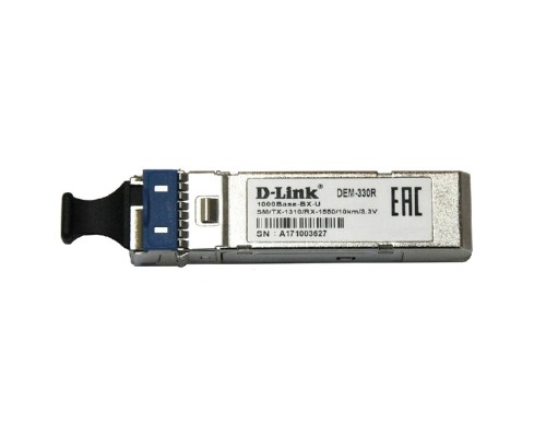 [Сетевое оборудование] D-Link 330R/3KM/A1A WDM SFP-трансивер с 1 портом 1000Base-BX-U (Tx:1310 нм, Rx:1550 нм) для одномодового оптического кабеля (до 3 км, разъем Simplex SC)