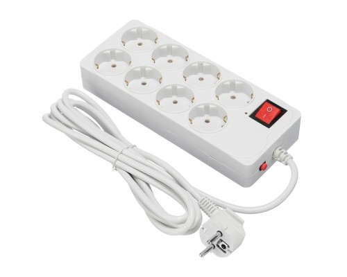 [Сетевые фильтры] BURO Сетевой фильтр 8 розеток (800SH-3-W),3м, белый коробка {1180913}