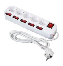 BURO Сетевой фильтр 5 розеток (500SH-1.8-SW-W) 1.8м, белый коробка {1159720}