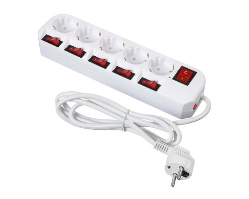 [Сетевые фильтры] BURO Сетевой фильтр 5 розеток (500SH-1.8-SW-W) 1.8м, белый коробка {1159720}