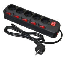 BURO Сетевой фильтр 5 розеток (500SH-1.8-SW-B) 1.8м, черный коробка {1159725}