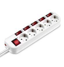 BURO Сетевой фильтр 5 розеток (500SH-3-SW-W) 3м, белый коробка {1159729}