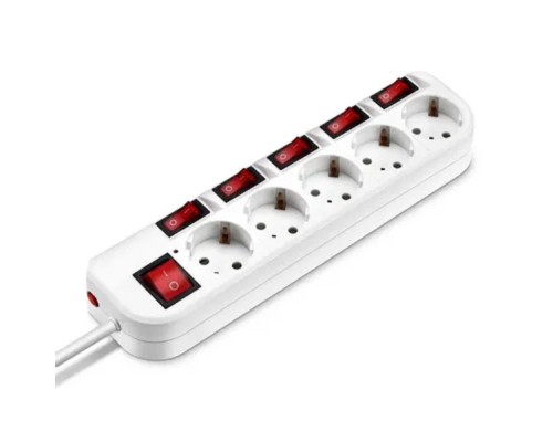 [Сетевые фильтры] BURO Сетевой фильтр 5 розеток (500SH-3-SW-W) 3м, белый коробка {1159729}