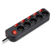 BURO Сетевой фильтр 5 розеток (500SH-3-SW-B) 3м, черный коробка {1159726}
