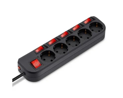[Сетевые фильтры] BURO Сетевой фильтр 5 розеток (500SH-3-SW-B) 3м, черный коробка {1159726}