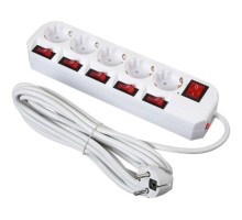 BURO Сетевой фильтр 5 розеток (500SH-5-SW-W) 5м, белый коробка {1159732}