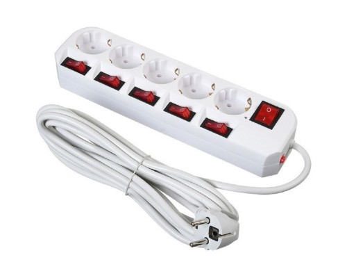 [Сетевые фильтры] BURO Сетевой фильтр 5 розеток (500SH-5-SW-W) 5м, белый коробка {1159732}