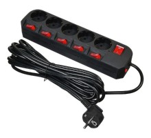 BURO Сетевой фильтр 5 розеток (500SH-5-SW-B) 5м, черный коробка {1159730}