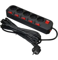 BURO Сетевой фильтр 5 розеток (500SH-5-SW-B) 5м, черный коробка {1159730}