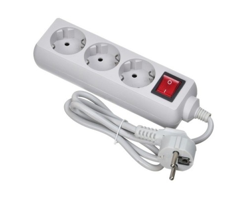 [Сетевые фильтры] BURO Сетевой фильтр 3 розетки (300SL-1-G), 1м, серый (пакет ПЭ) {1087164}