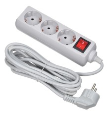 BURO Сетевой фильтр 3 розетки (300SL-3-G), 3м, серый (пакет ПЭ) {1087165}