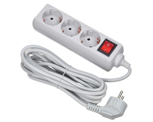 [Сетевые фильтры] BURO Сетевой фильтр 3 розетки (300SL-3-G), 3м, серый (пакет ПЭ) {1087165}